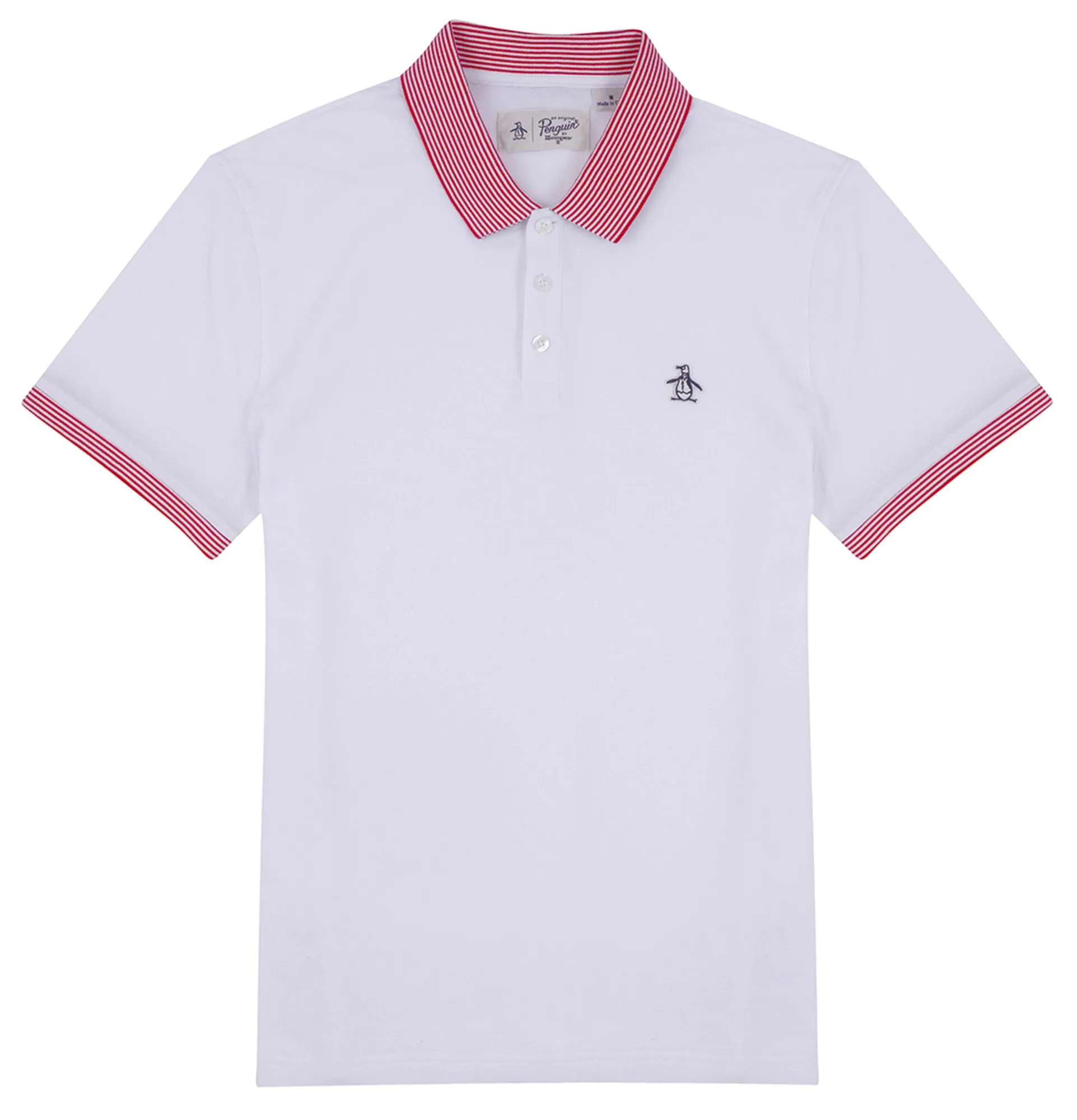 Stars and Stripe Pique Polo Shirt in Bright White by Original Penguin