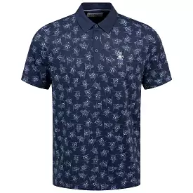 Over 60s Floral Pete Print Polo Black Iris - SS24