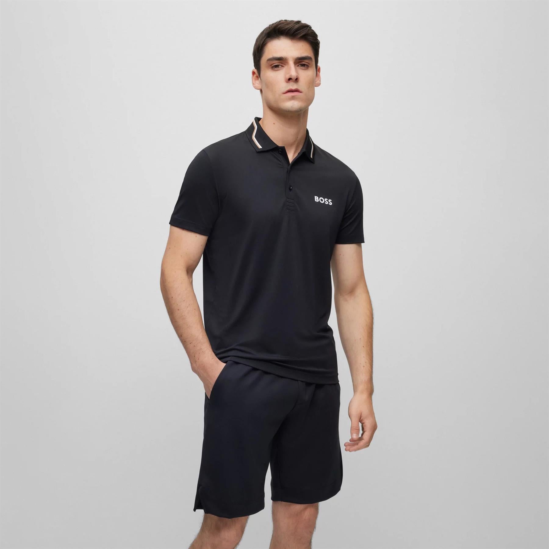 Paddytech Polo Shirt in Black with Regular Fit