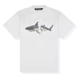 Palm Angels White Shark Print T-Shirt