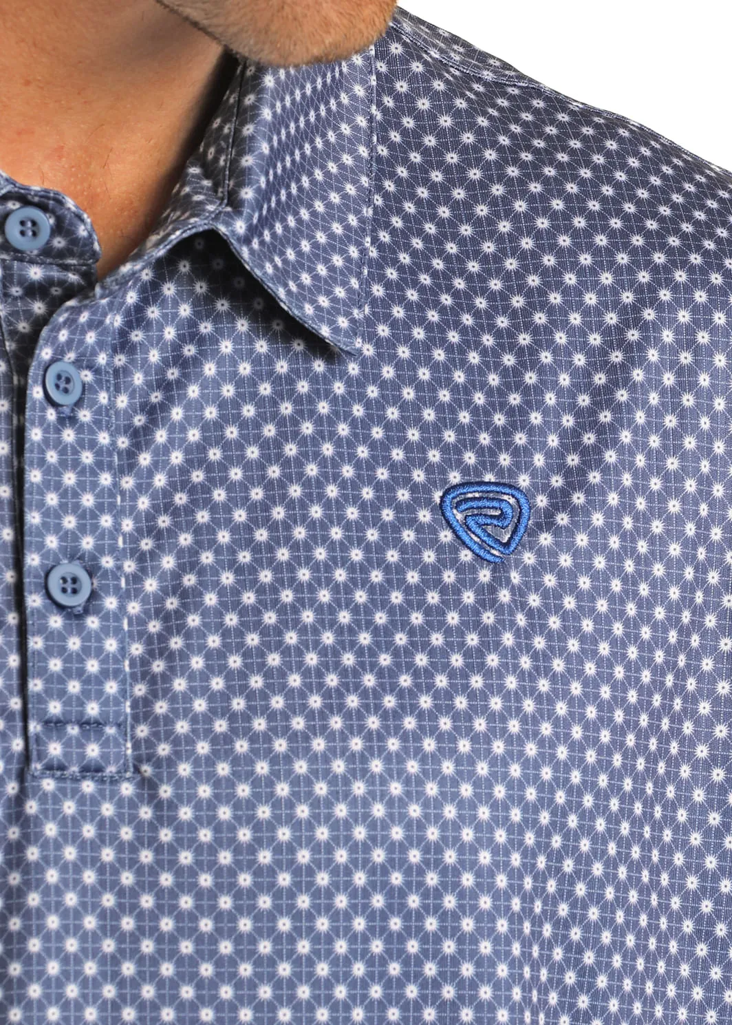 Panhandle Slim Men's Blue Micro Geometric Print Polo Shirt