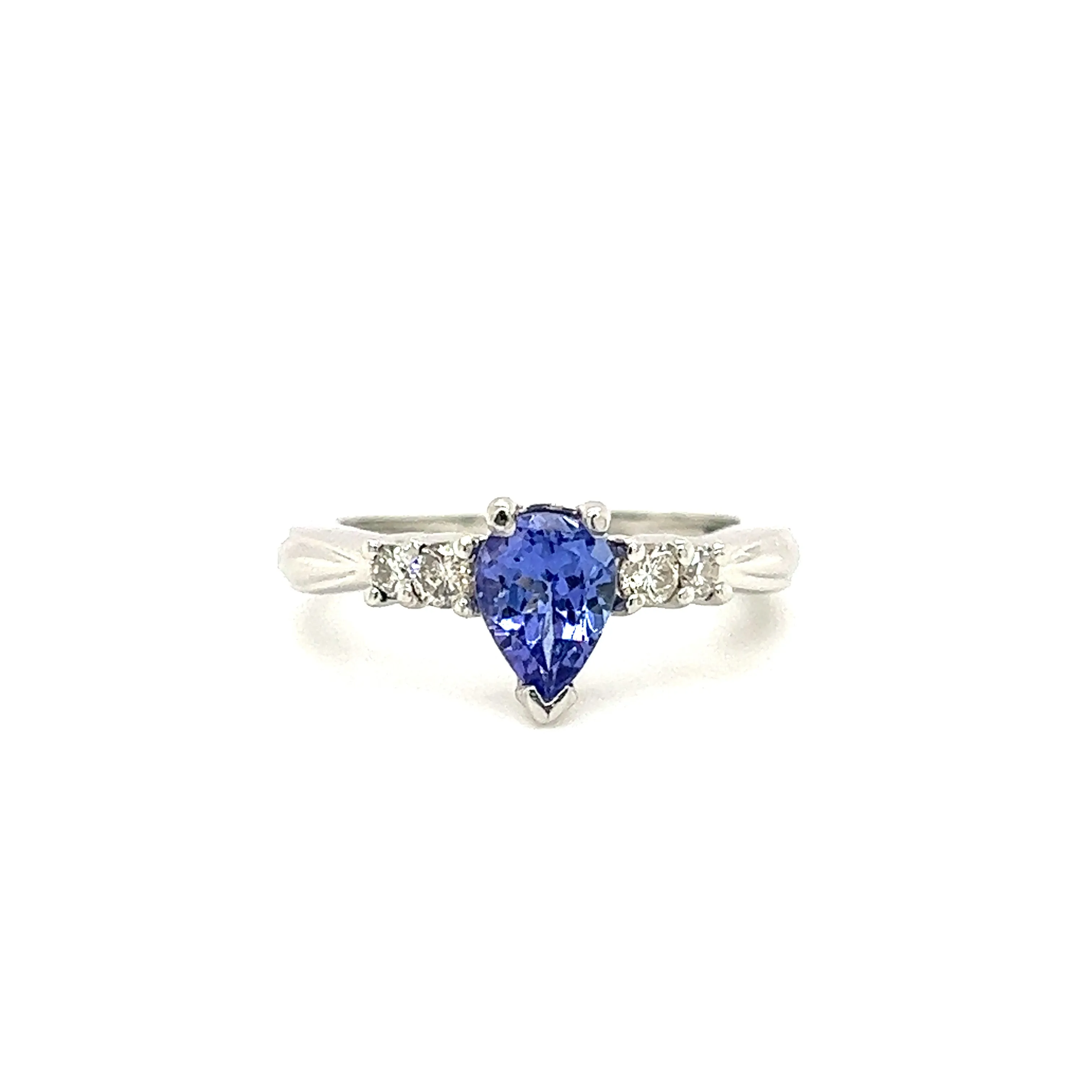 Pear Tanzanite Ring Platinum Side Diamonds Results