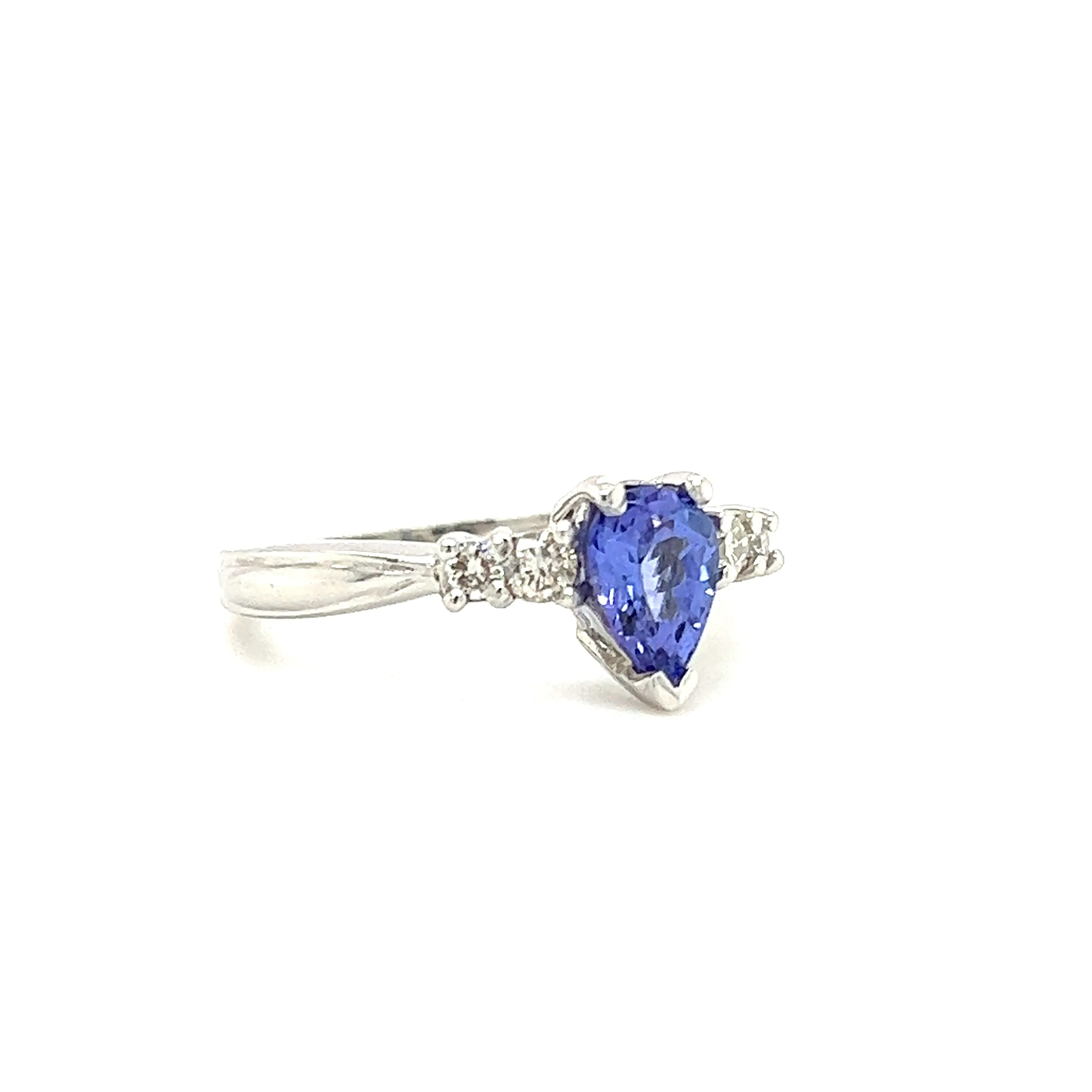 Pear Tanzanite Ring Platinum Side Diamonds Results