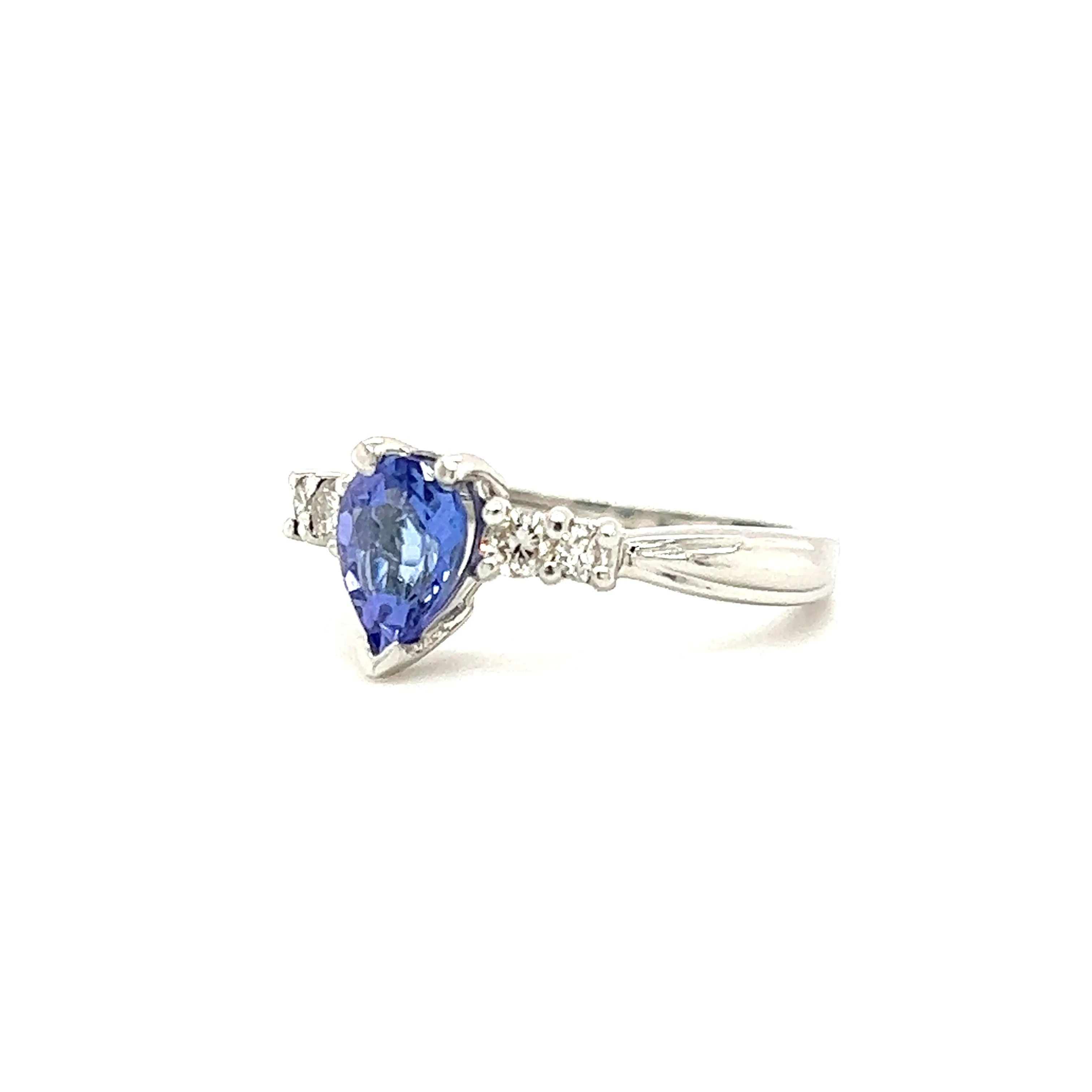 Pear Tanzanite Ring Platinum Side Diamonds Results