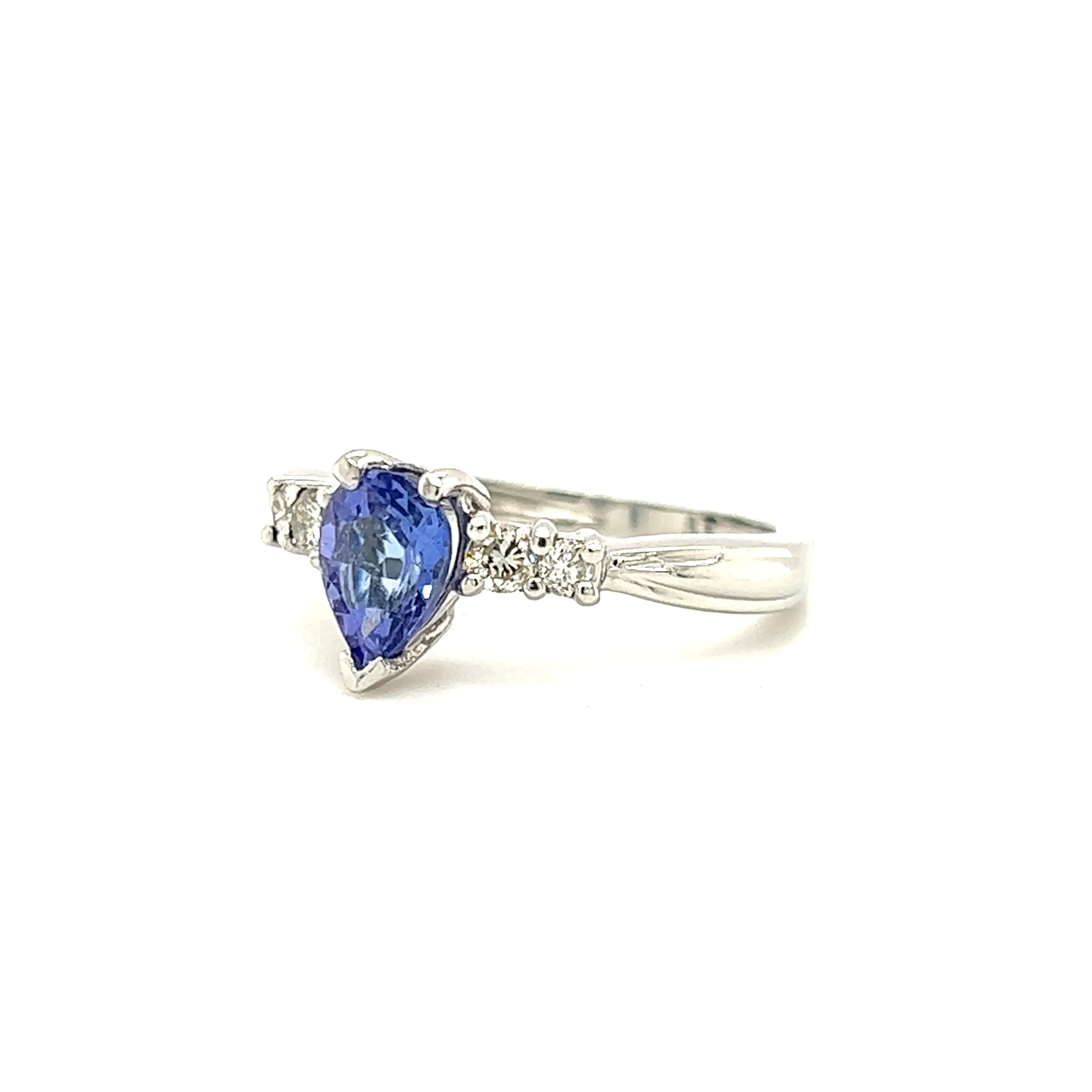 Pear Tanzanite Ring Platinum Side Diamonds Results