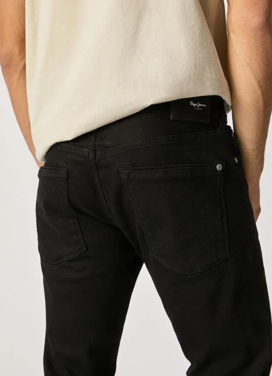 Pepe Jeans Stanley Taper Fit Black Denim Jeans XE5