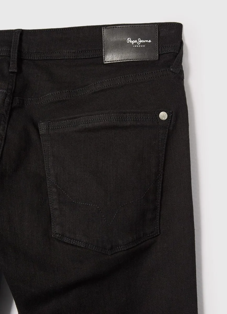 Pepe Jeans Stanley Taper Fit Black Denim Jeans XE5