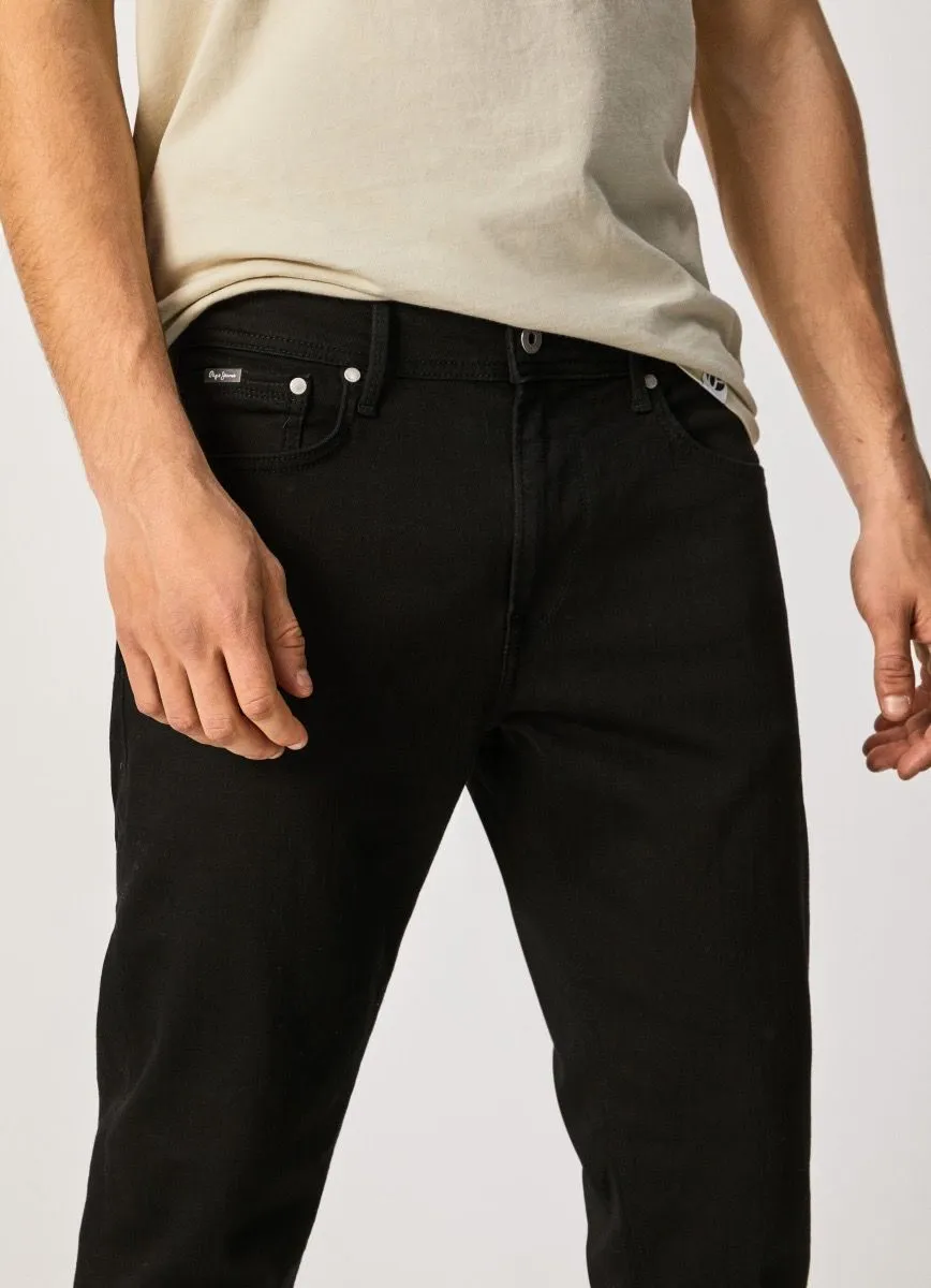 Pepe Jeans Stanley Taper Fit Black Denim Jeans XE5