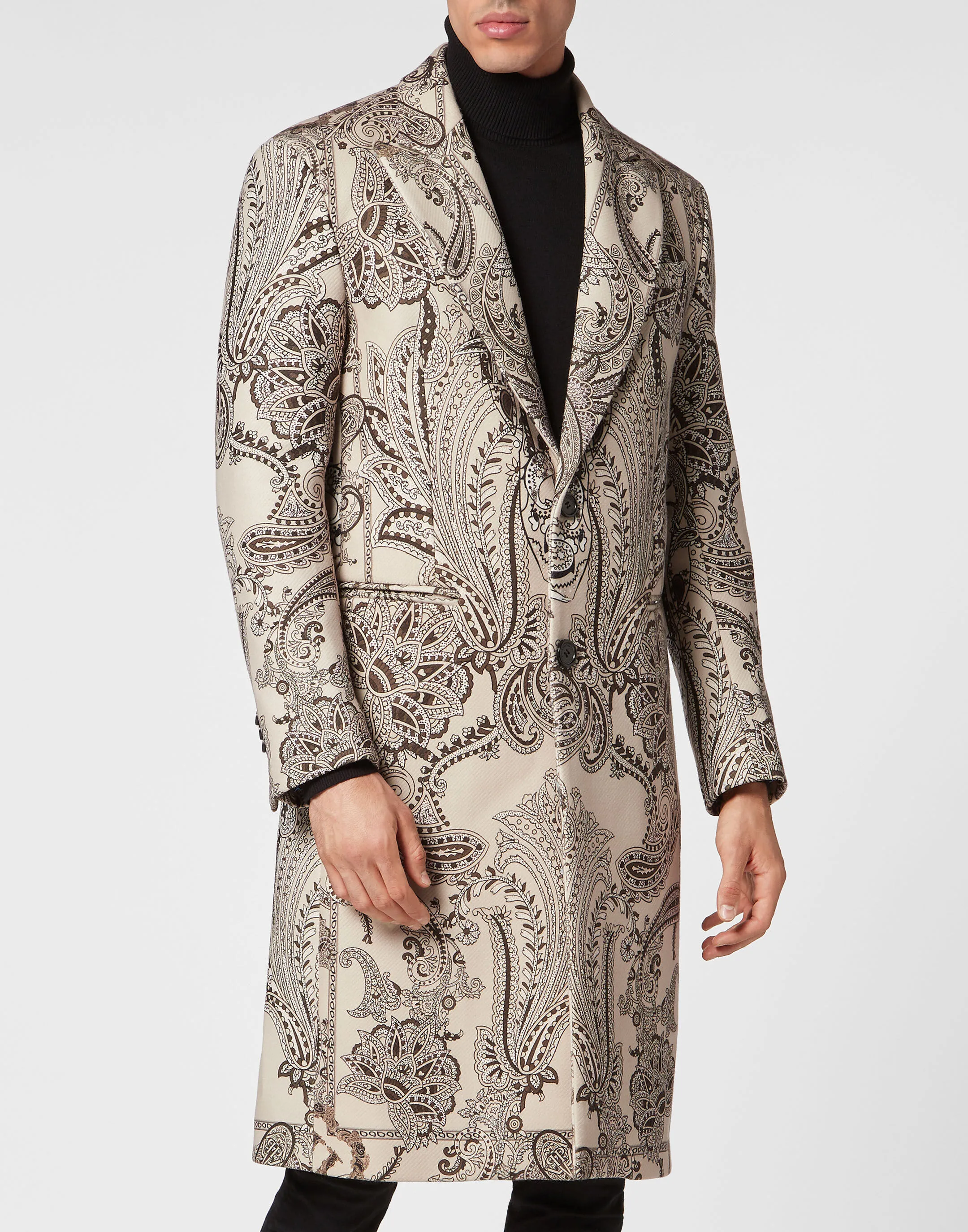 PHILIPP PLEIN Wool Coat Paisley Foulard