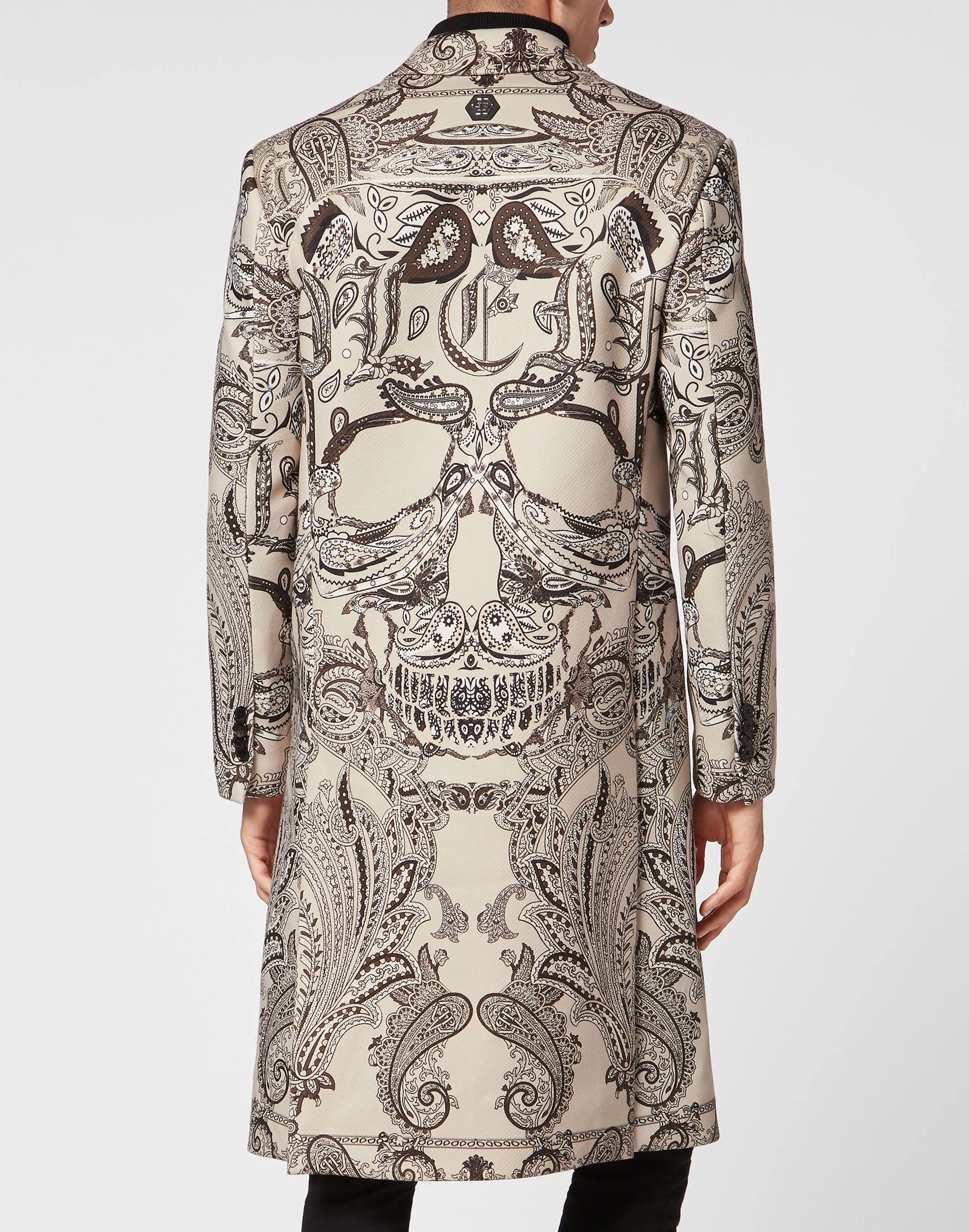 PHILIPP PLEIN Wool Coat Paisley Foulard