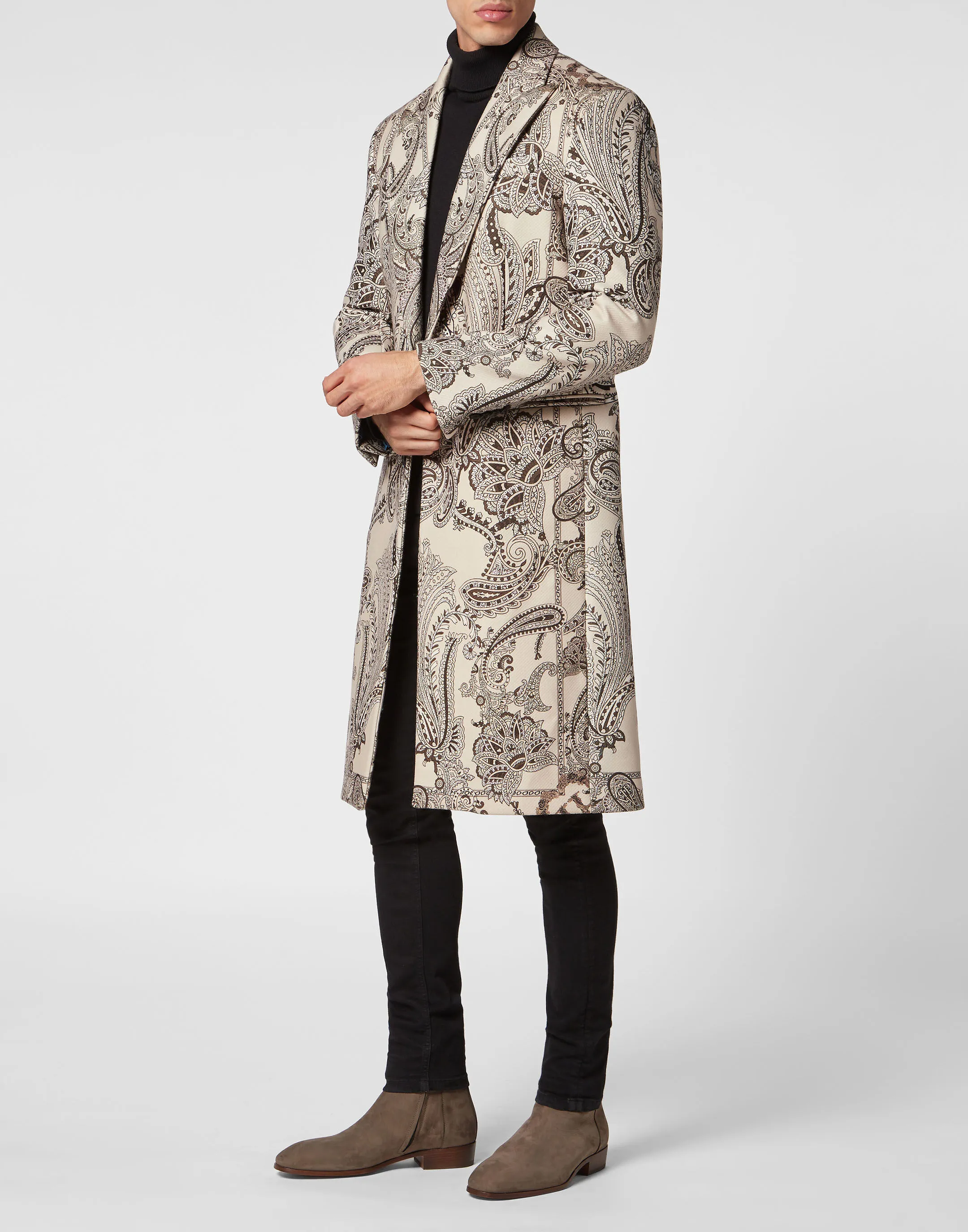 PHILIPP PLEIN Wool Coat Paisley Foulard