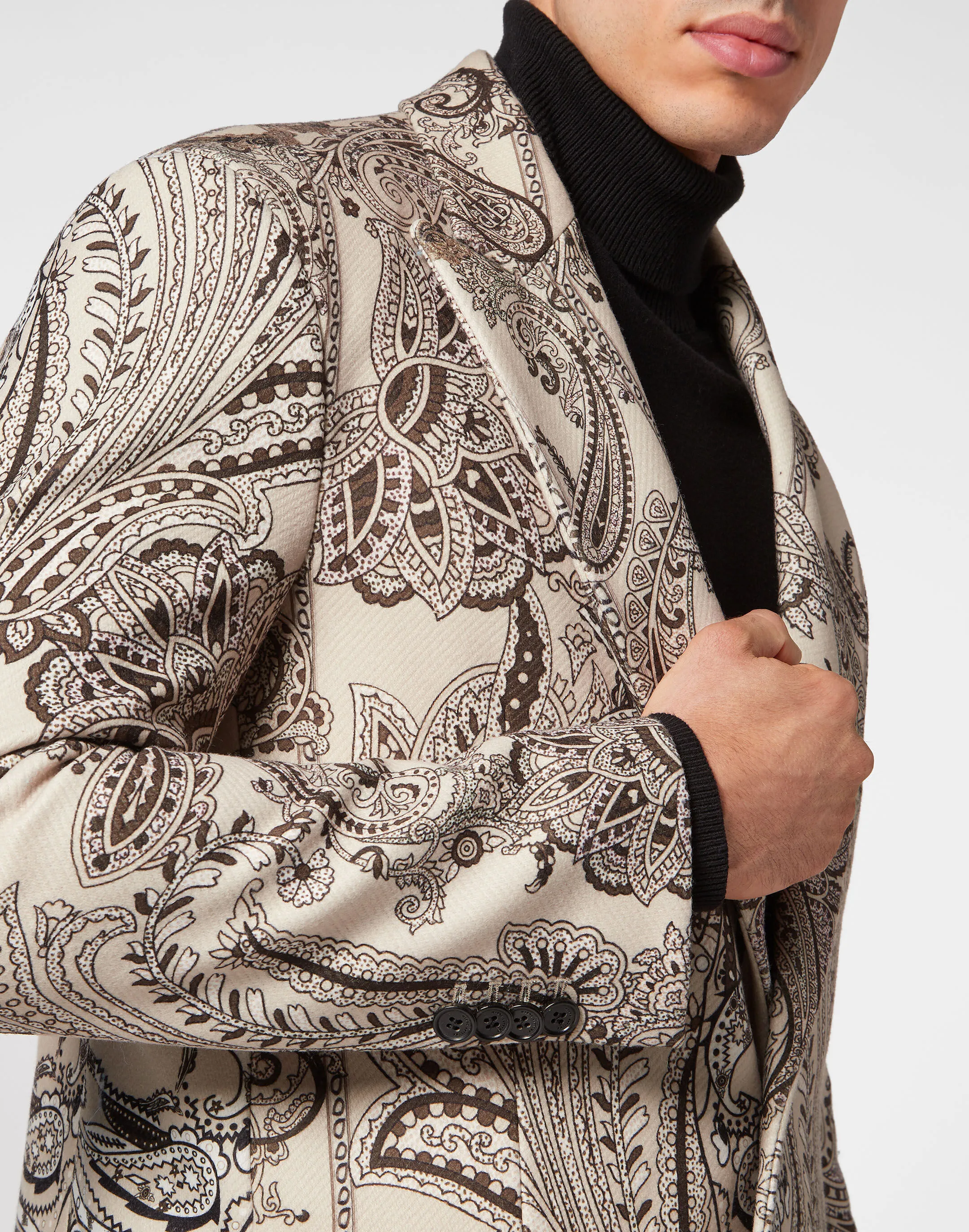 PHILIPP PLEIN Wool Coat Paisley Foulard