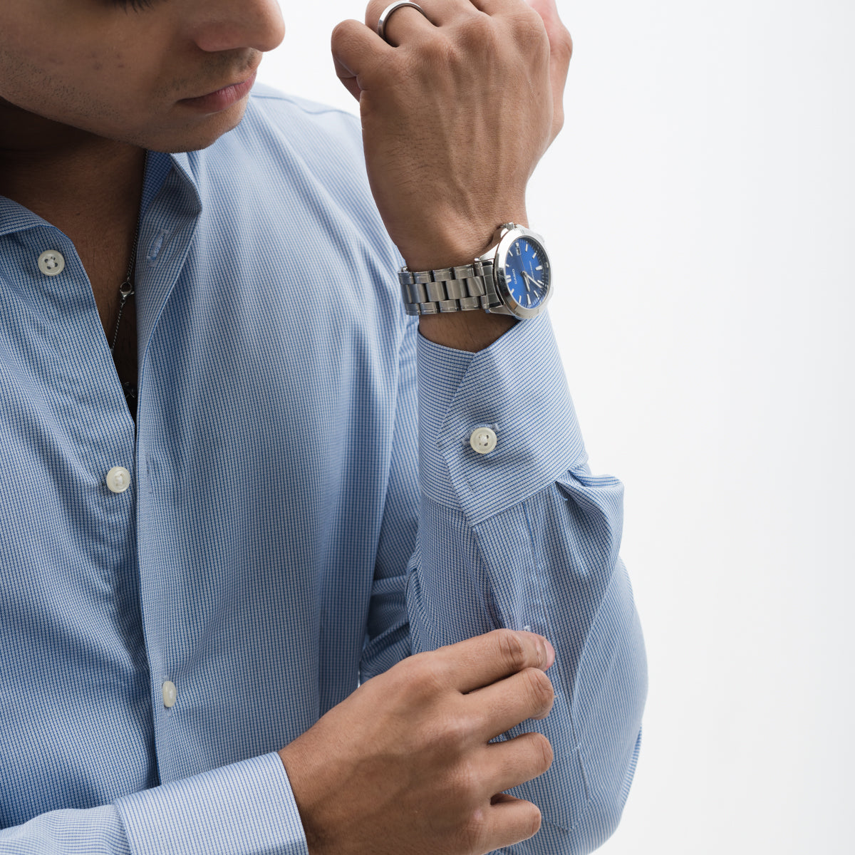 Pin-striped Blue/White Dress Shirt