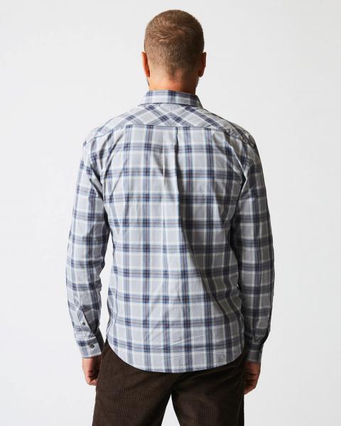 Plaid long sleeve shirt in grey blue