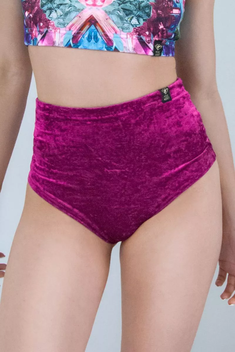 Pole Addict Fuchsia Velvet Basic High Waist Scrunch Butt Shorts