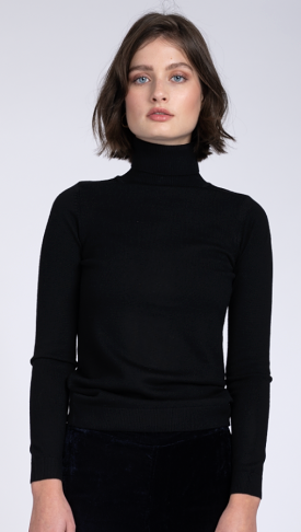 polo neck black merino sweater