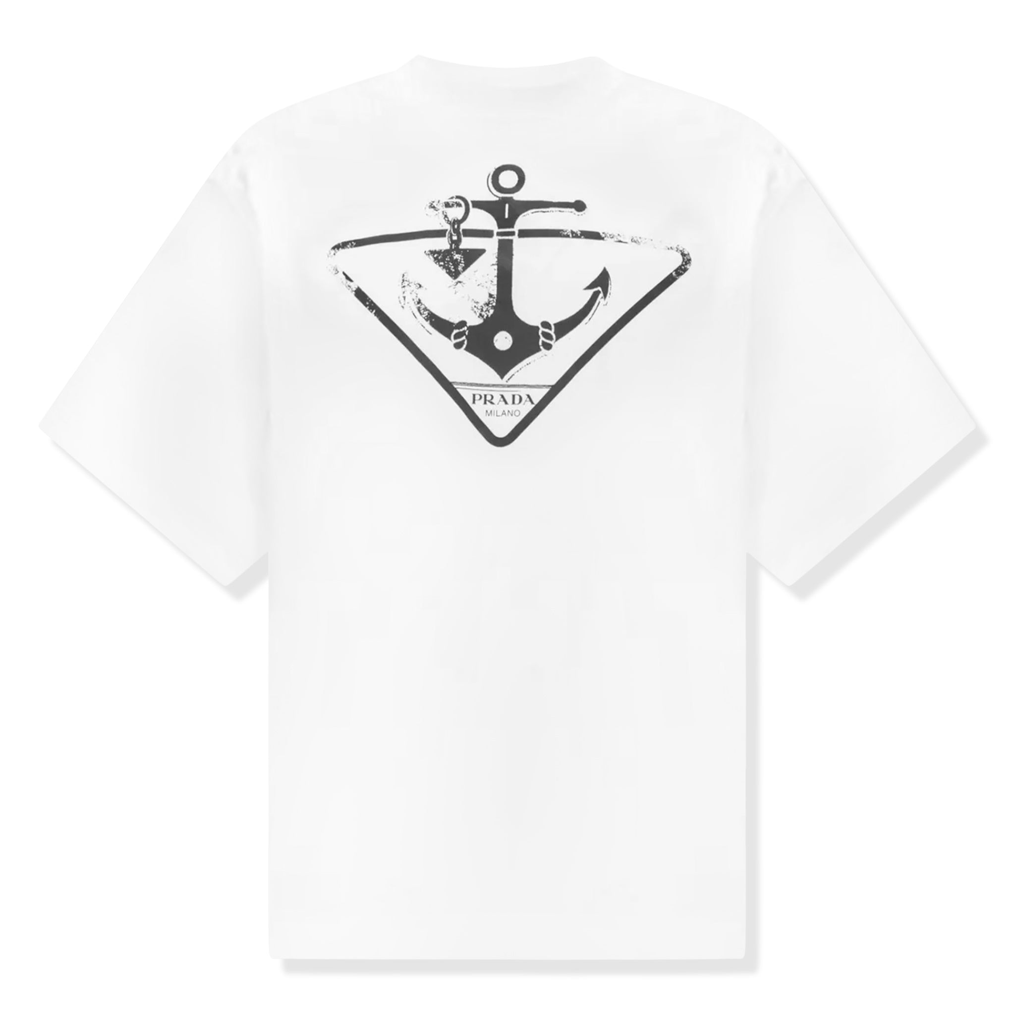 Prada white cotton t-shirt with triangle logo print