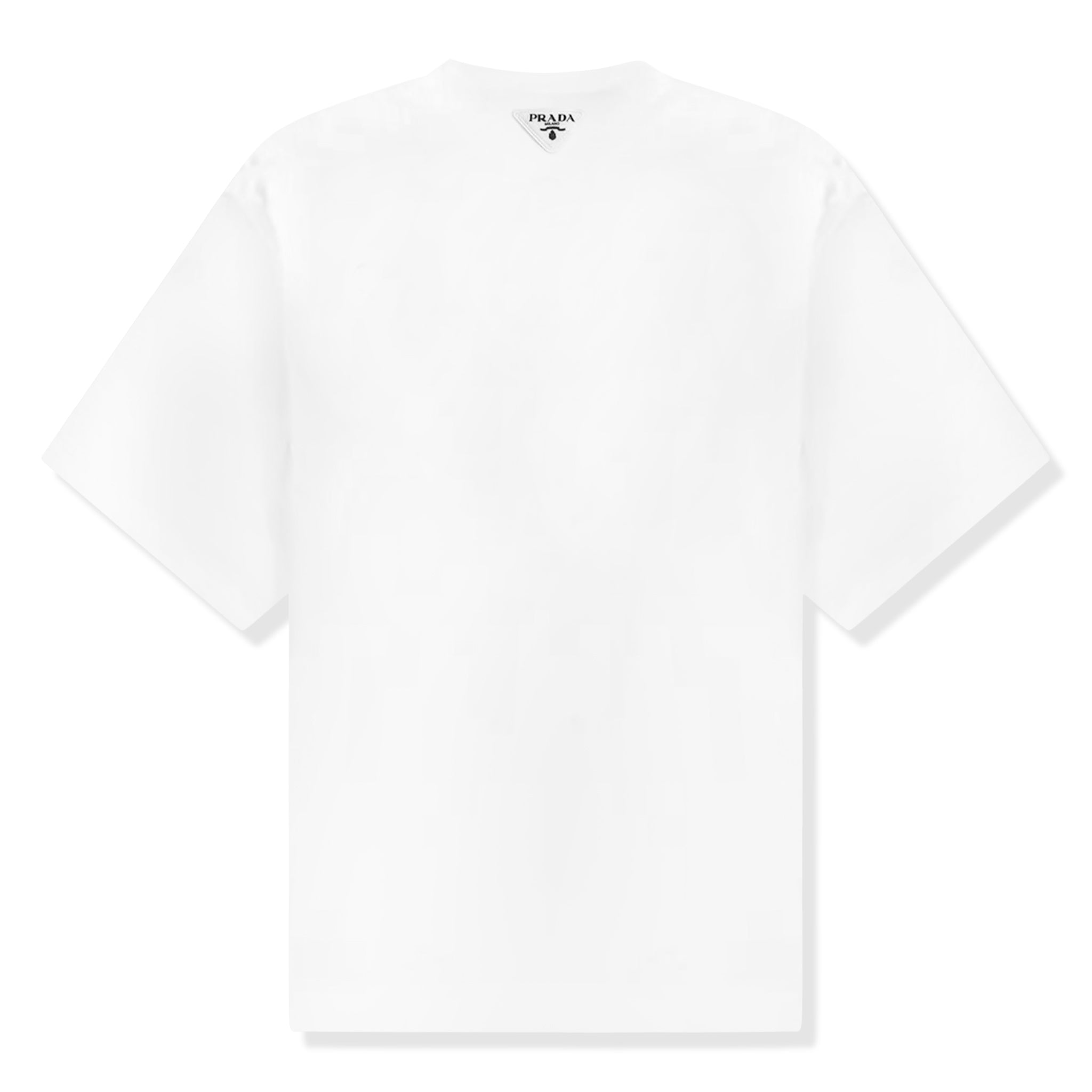 Prada white cotton t-shirt with triangle logo print