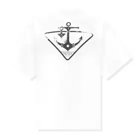 Prada white cotton t-shirt with triangle logo print