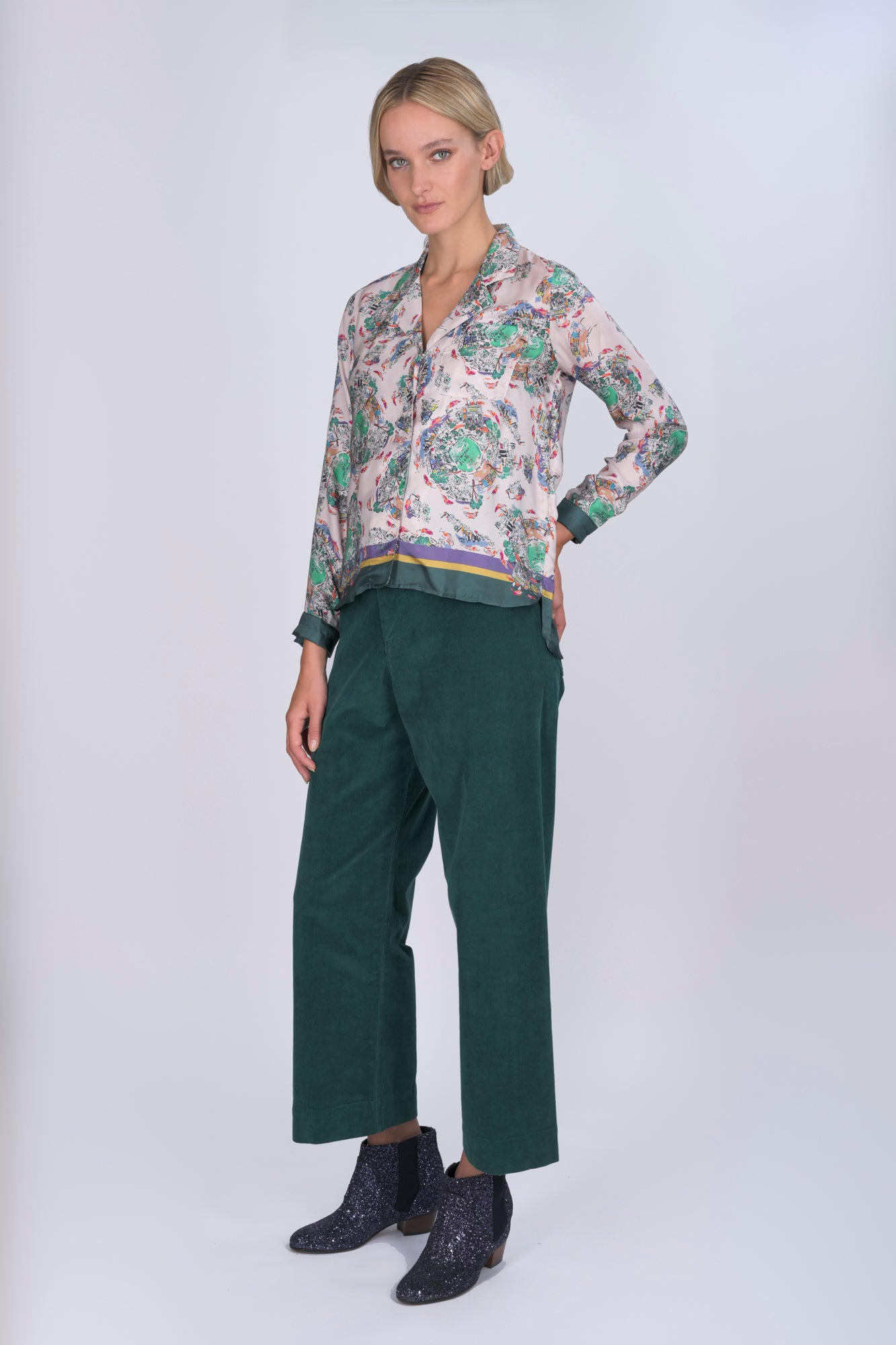 Primrose Hill city print silk twill Jodie shirt - Results: City print silk twill Jodie shirt, Primrose Hill