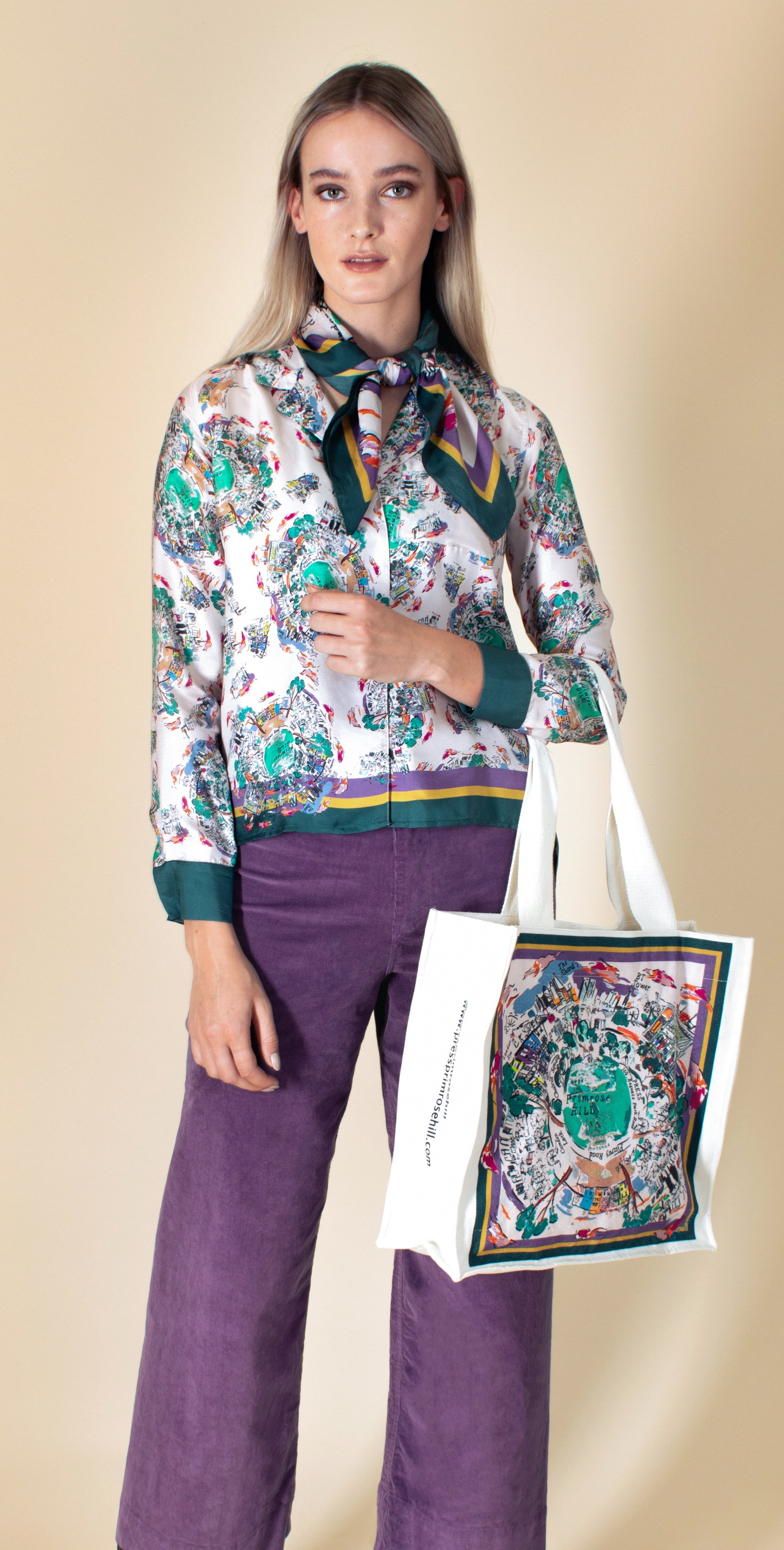 Primrose Hill city print silk twill Jodie shirt - Results: City print silk twill Jodie shirt, Primrose Hill