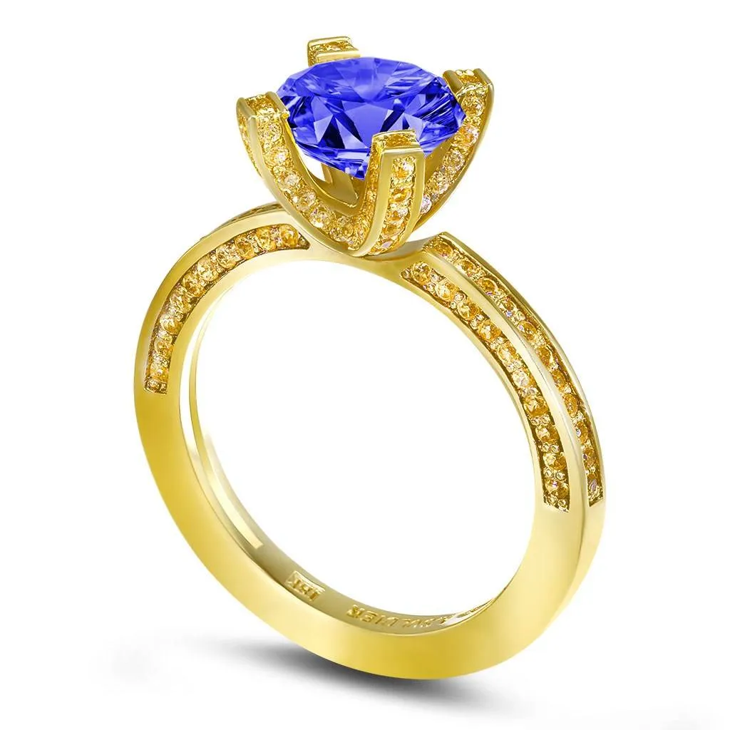 Princess Tanzanite Engagement Ring in Gold