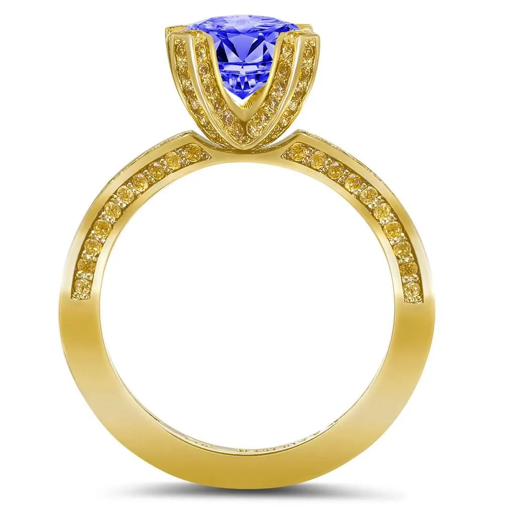 Princess Tanzanite Engagement Ring in Gold