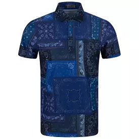 Printed Pique Polo Shirt - Twilight Blue