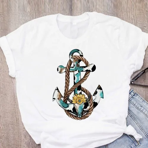 Printing Short Sleeve T-shirts for Women with Casual Letter Designs