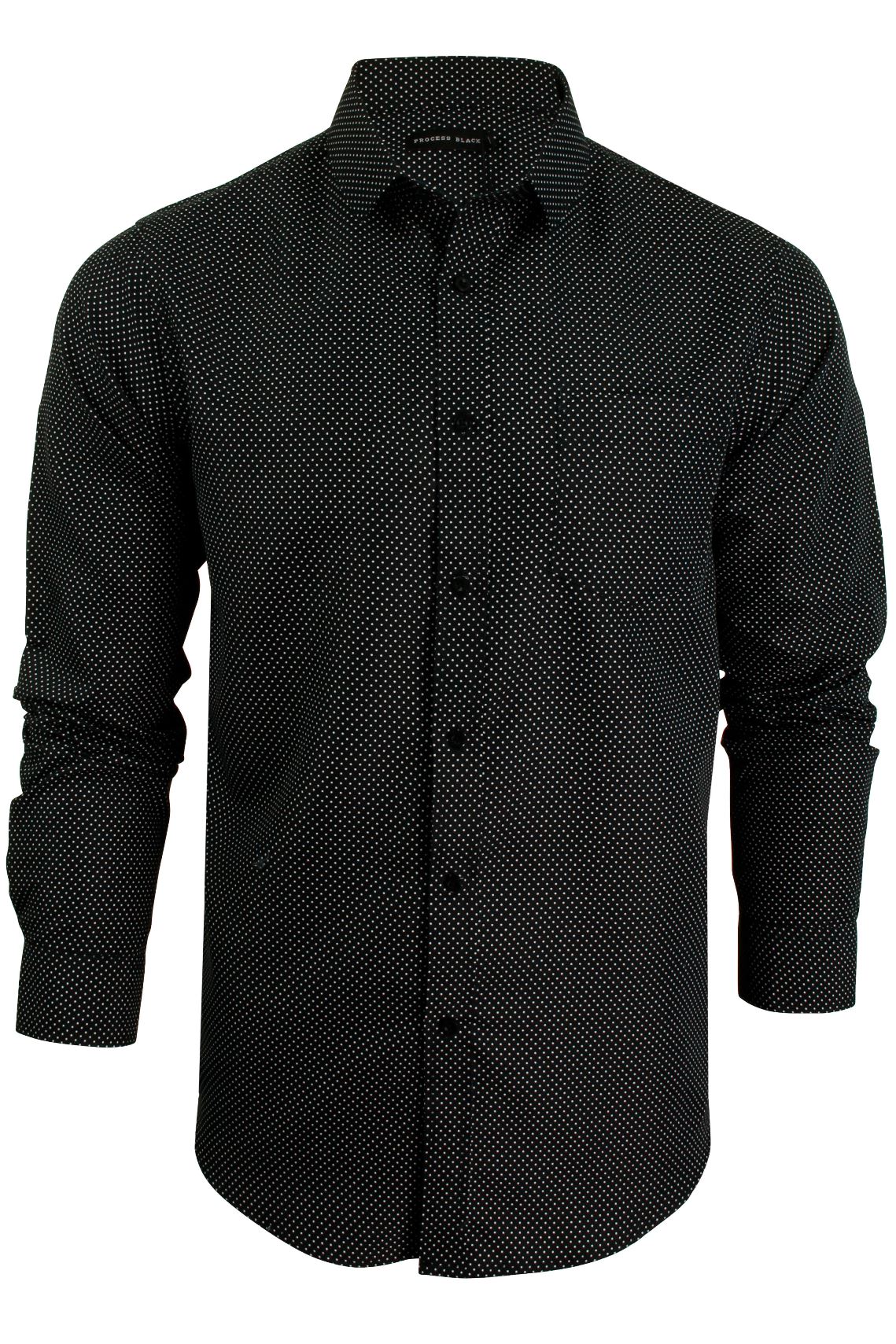 Process Black 'Cell' Long Sleeve Brave Soul Men's Spotted Print Shirt