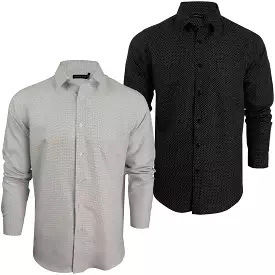 Process Black 'Cell' Long Sleeve Brave Soul Men's Spotted Print Shirt