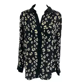 Rebecca Taylor Navy Cheetah Print Silk Shirt