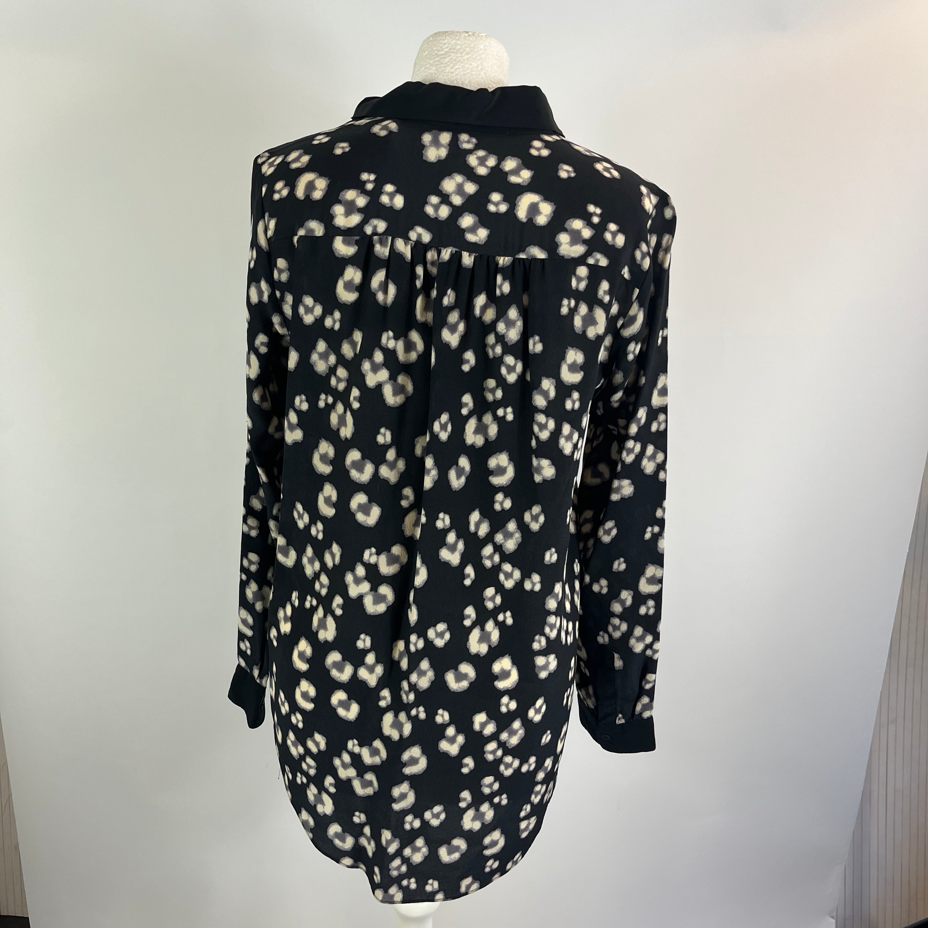 Rebecca Taylor Navy Cheetah Print Silk Shirt