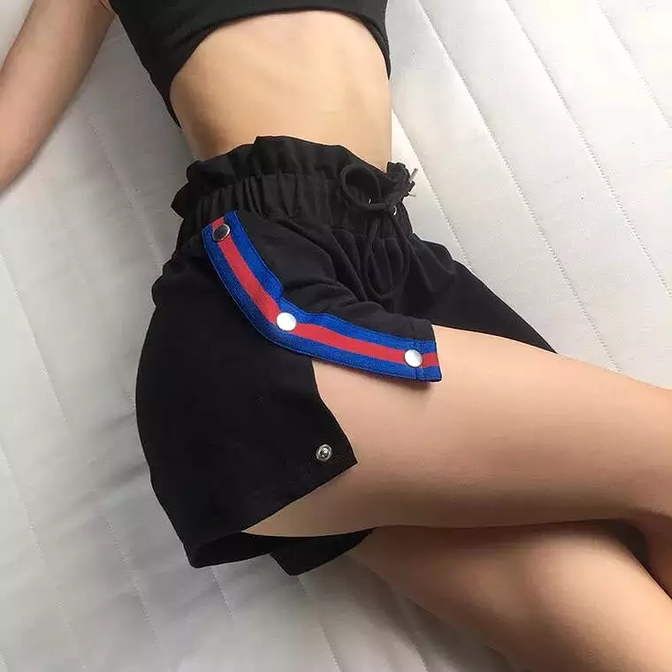 Red and Blue Striped Track Shorts