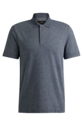 Regular Fit Polo Shirt in Mouline Cotton and Silk