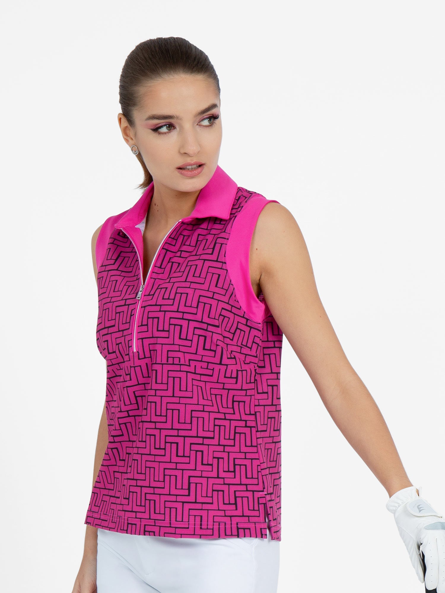 Relaxed Fit Pink Camila Sleeveless Polo - Pink Tessel/Pink