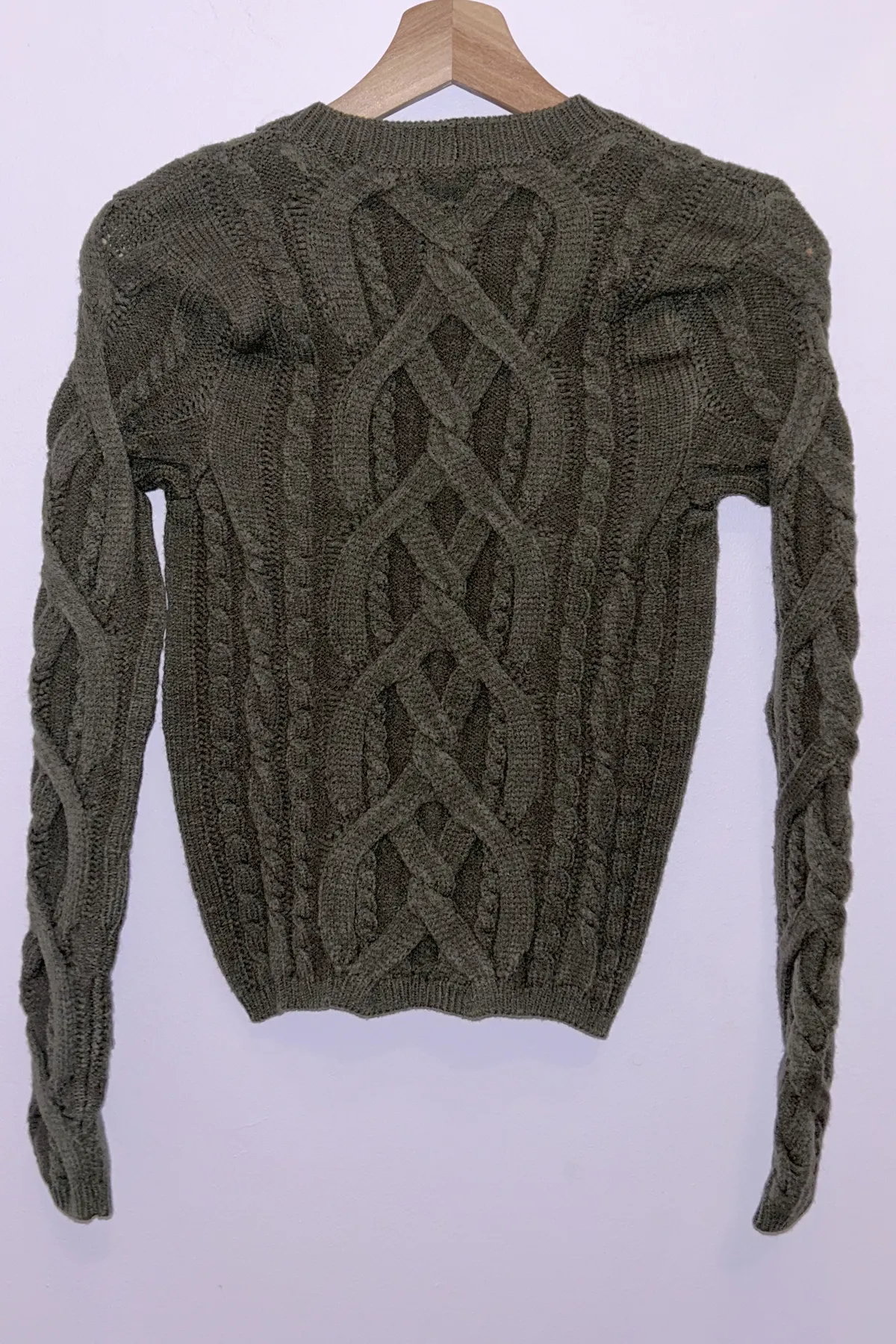 Olive Ribbed Sweater with Detailed Design