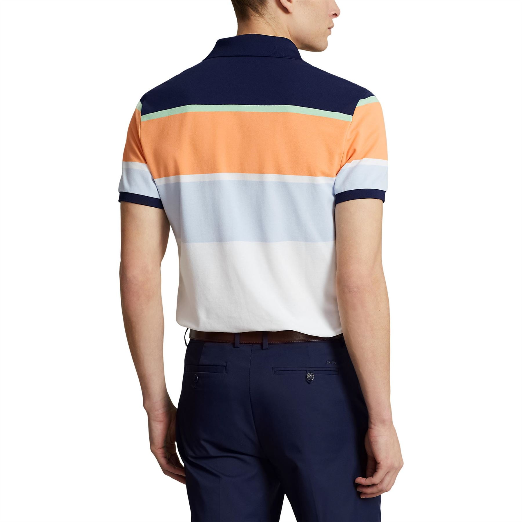 RLX Tailored Fit Cotton Knit Stripe Polo Navy Multi - SS24