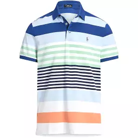 RLX Tailored Fit Cotton Knit Stripe Polo Shirt in Oxford Blue Multi for SS24.