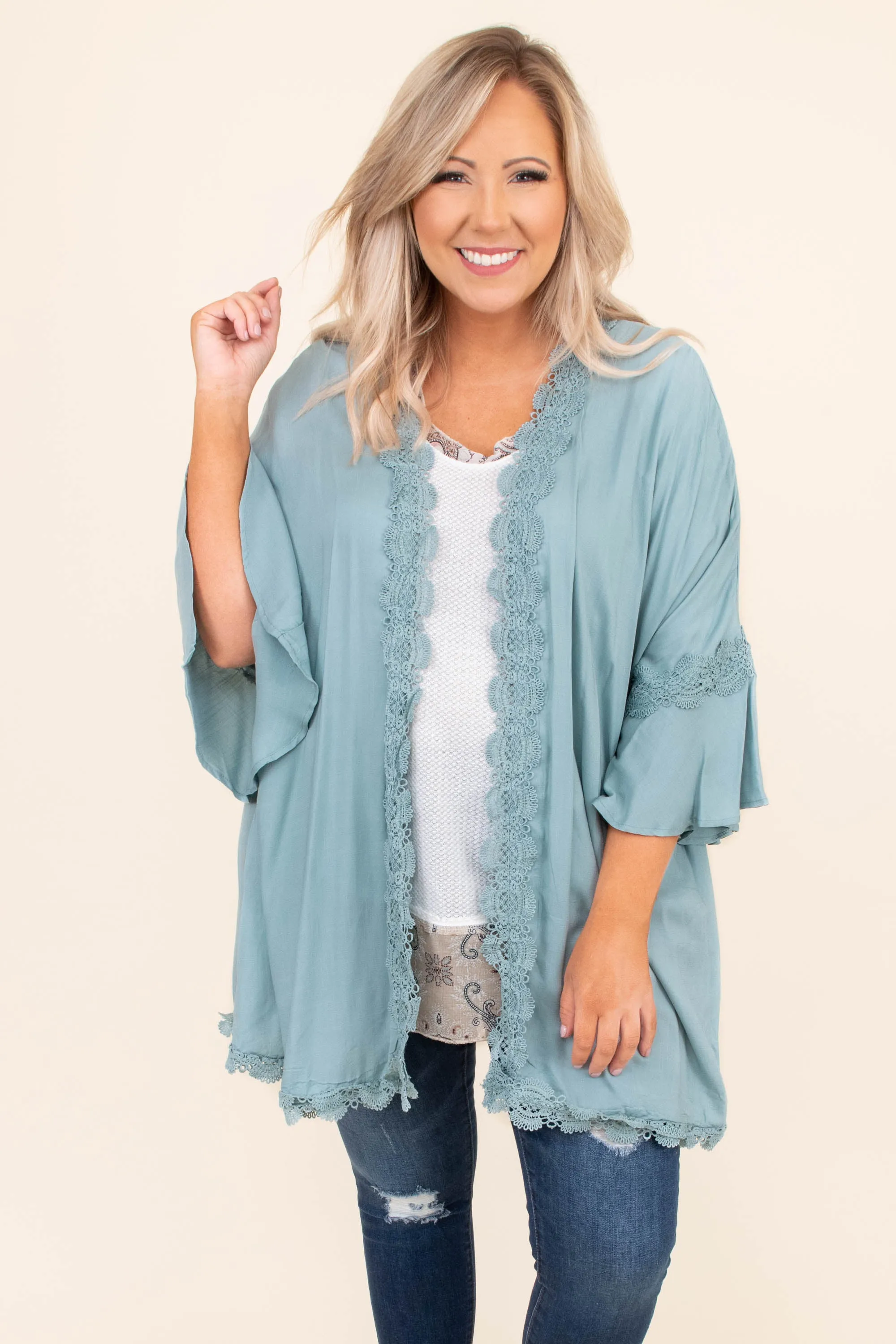 Romantic Twist Kimono, Ash Blue - Shop Now!