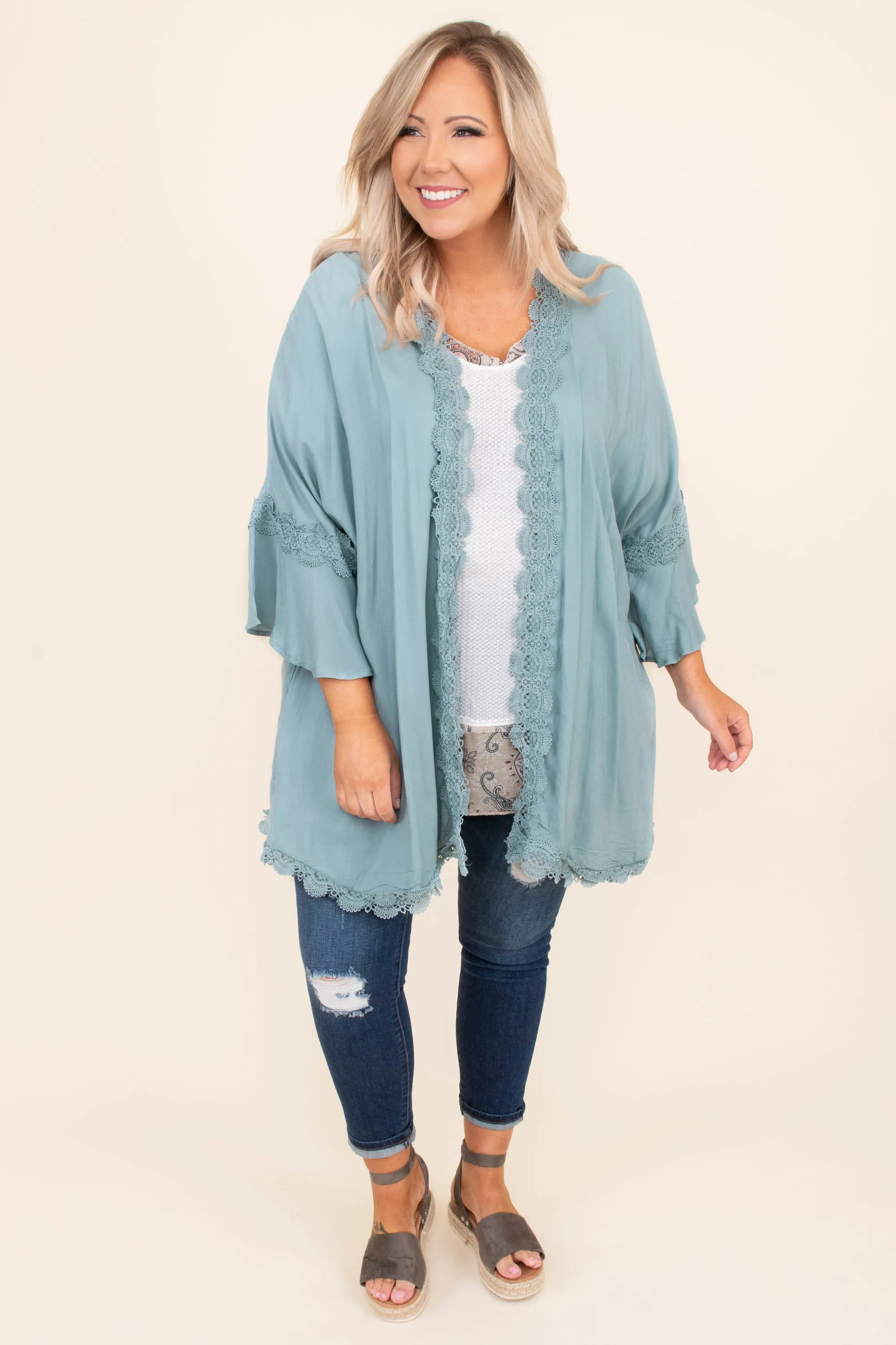 Romantic Twist Kimono, Ash Blue - Shop Now!