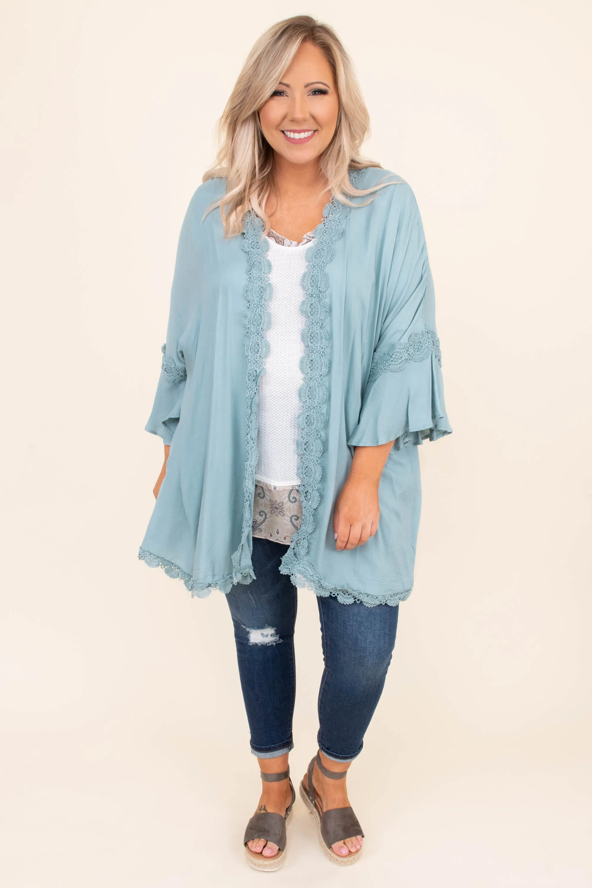 Romantic Twist Kimono, Ash Blue - Shop Now!