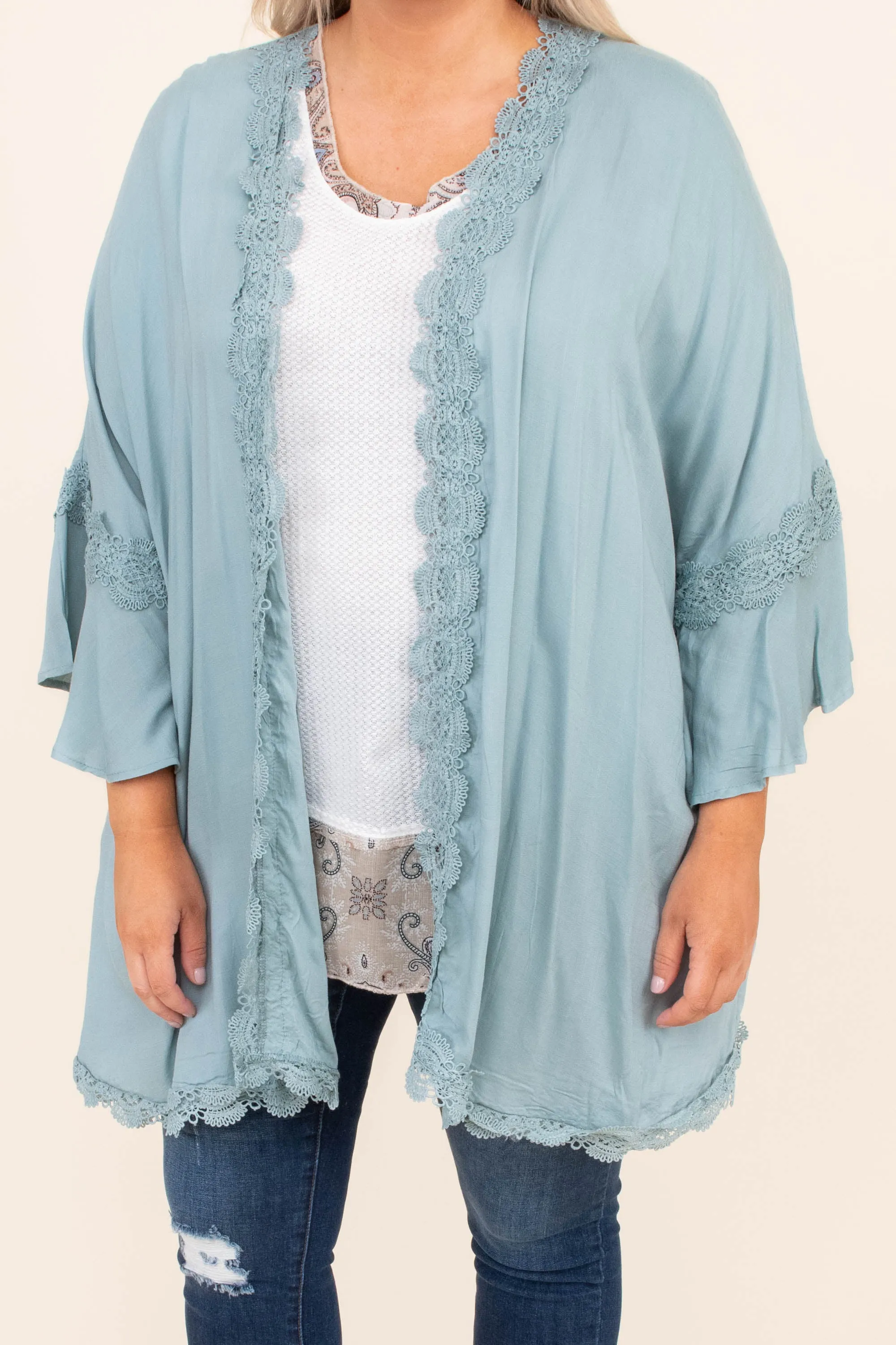 Romantic Twist Kimono, Ash Blue - Shop Now!