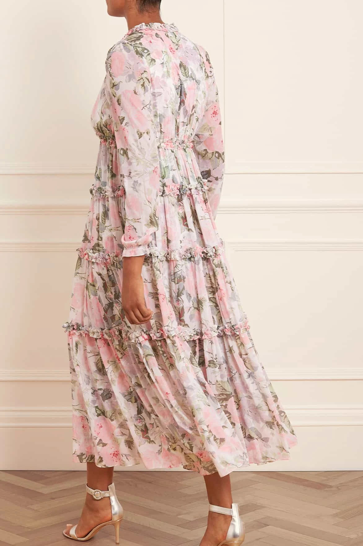 Rose Floral Chiffon Maxi Dress