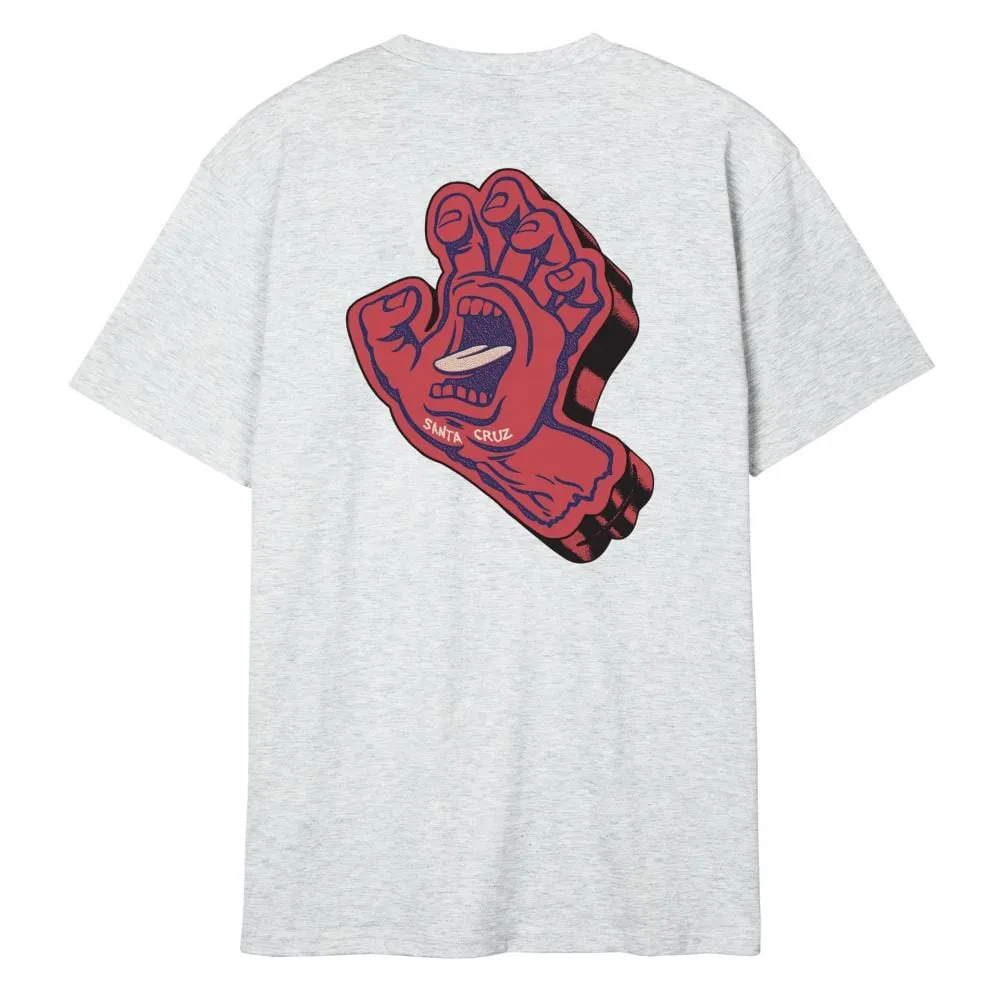 Santa Cruz Athletic Heather Grey T-Shirt with Screaming Foam Hand Print (Back Print)