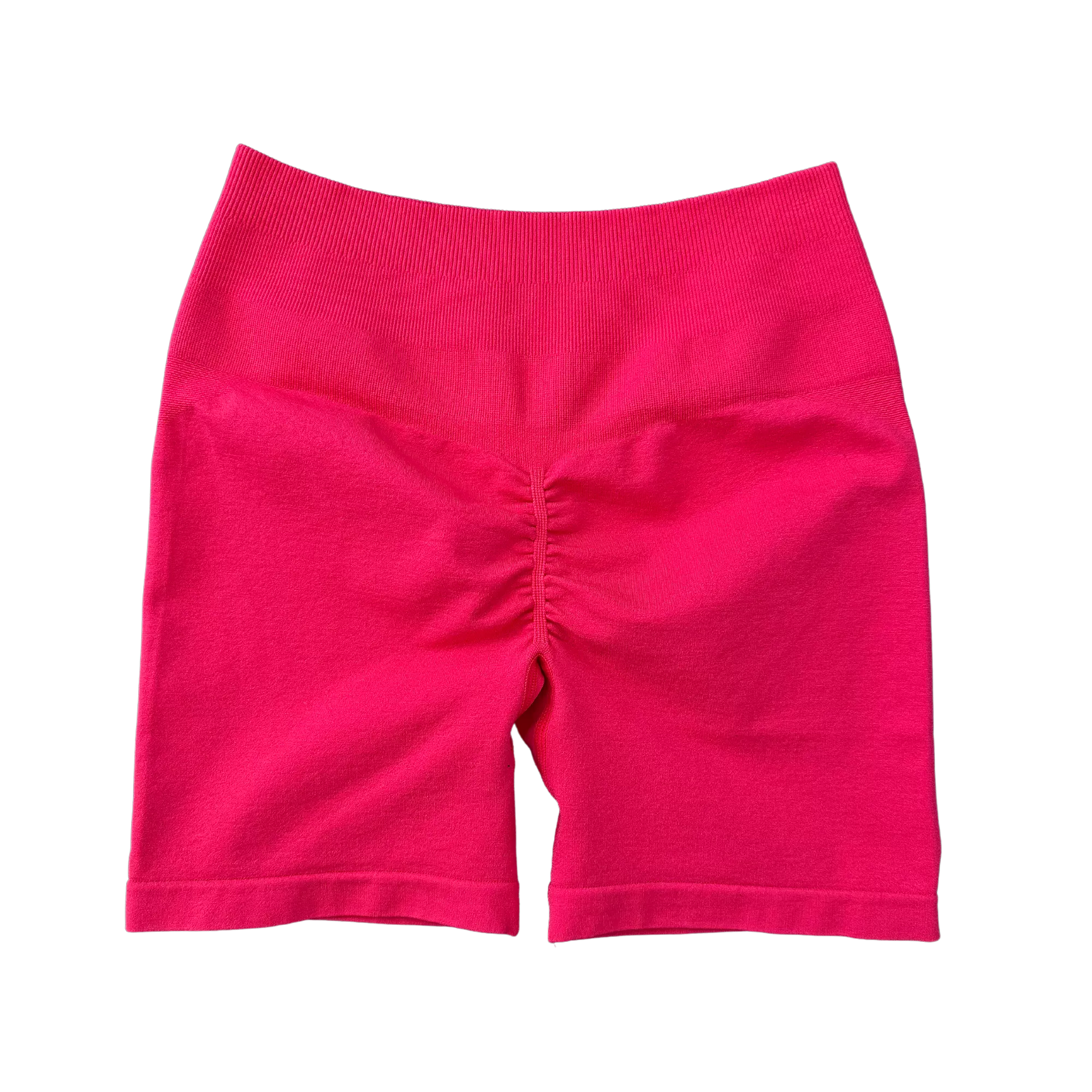 Scrunched Biker Shorts - Electric Crimson