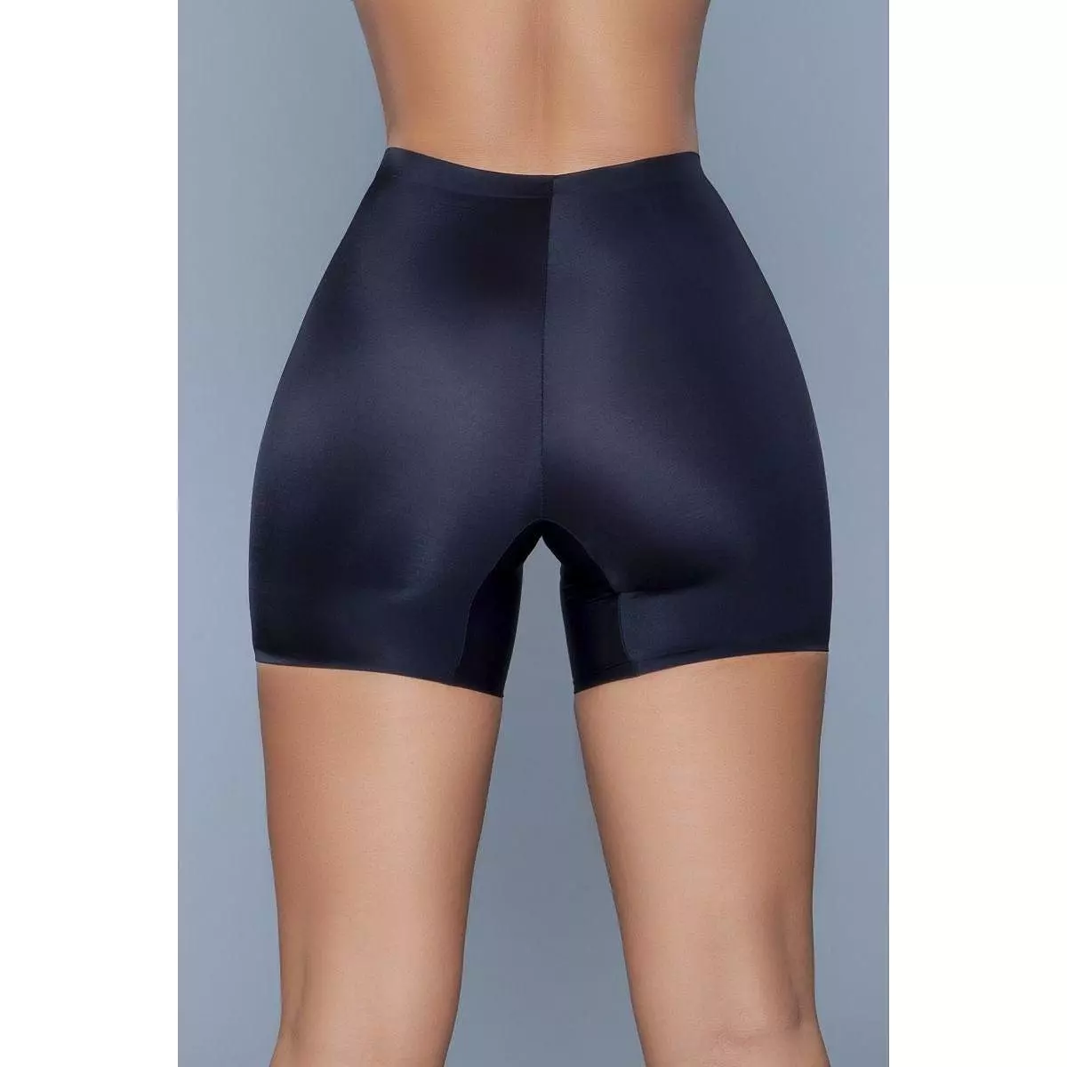 Seamless Black Mid-waist Slip Shorts with Anti-chafing Properties