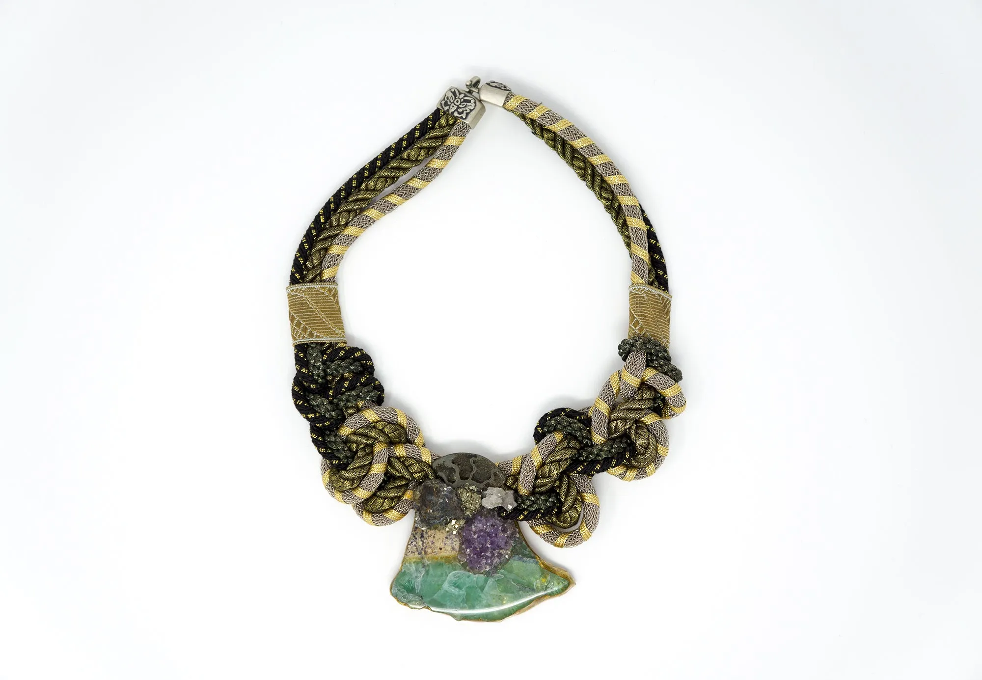 SEO result: 1980s Fluorite, Amethyst, and Ammonite Choker Necklace by Alex & Lee