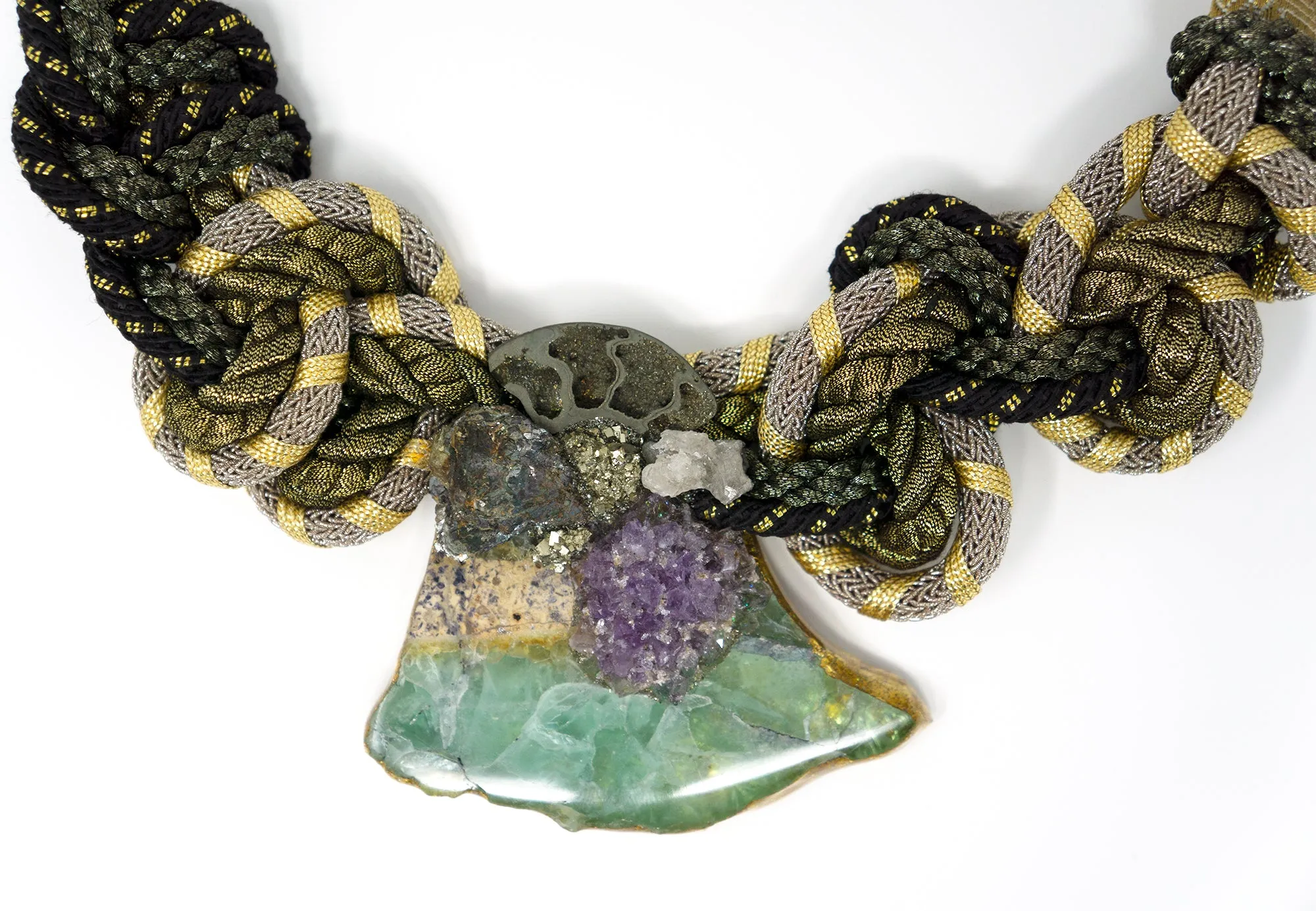 SEO result: 1980s Fluorite, Amethyst, and Ammonite Choker Necklace by Alex & Lee