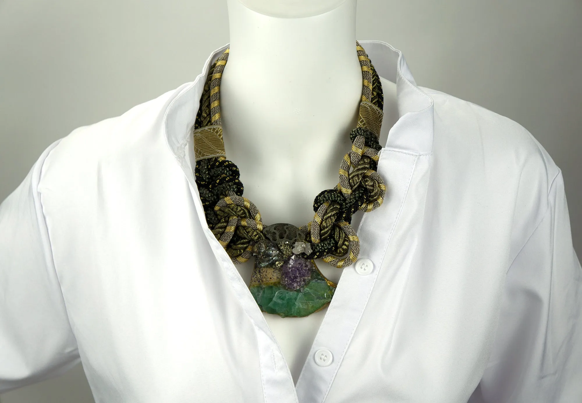 SEO result: 1980s Fluorite, Amethyst, and Ammonite Choker Necklace by Alex & Lee